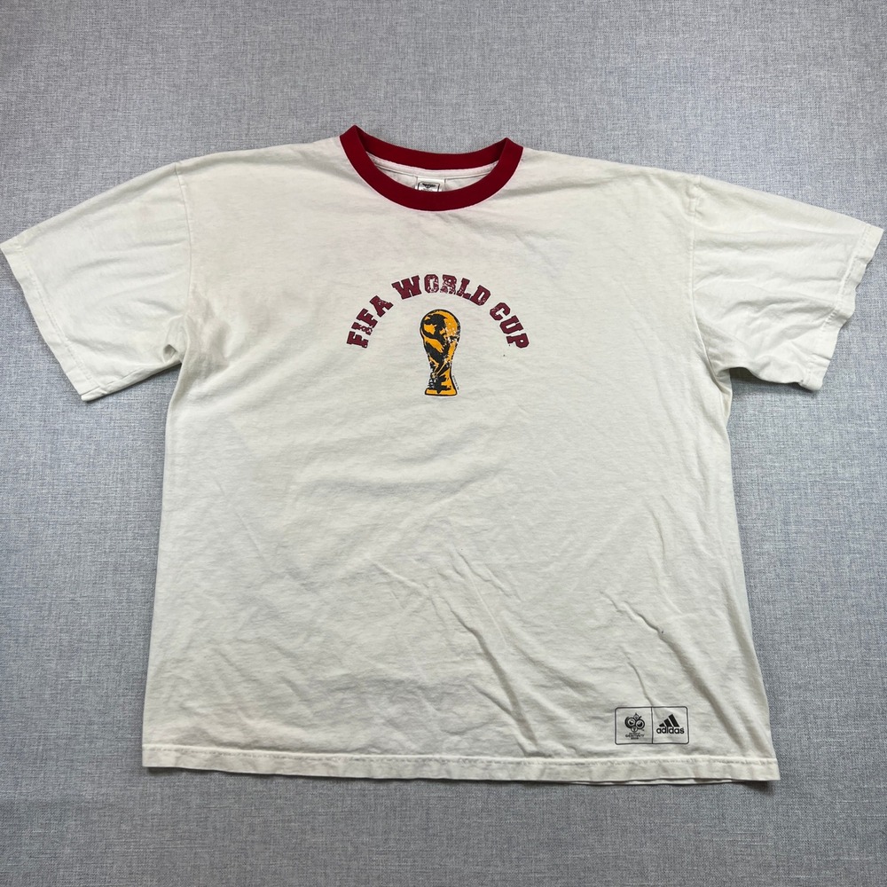 Vintage adidas FIFA World Cup 2006 England #15 Ringer T-Shirt Men's 2XL Soccer